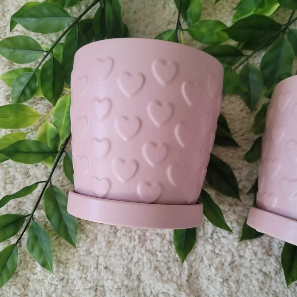 Pink Heart Flower Pots (Set Of 2) - Picture 5 of 6